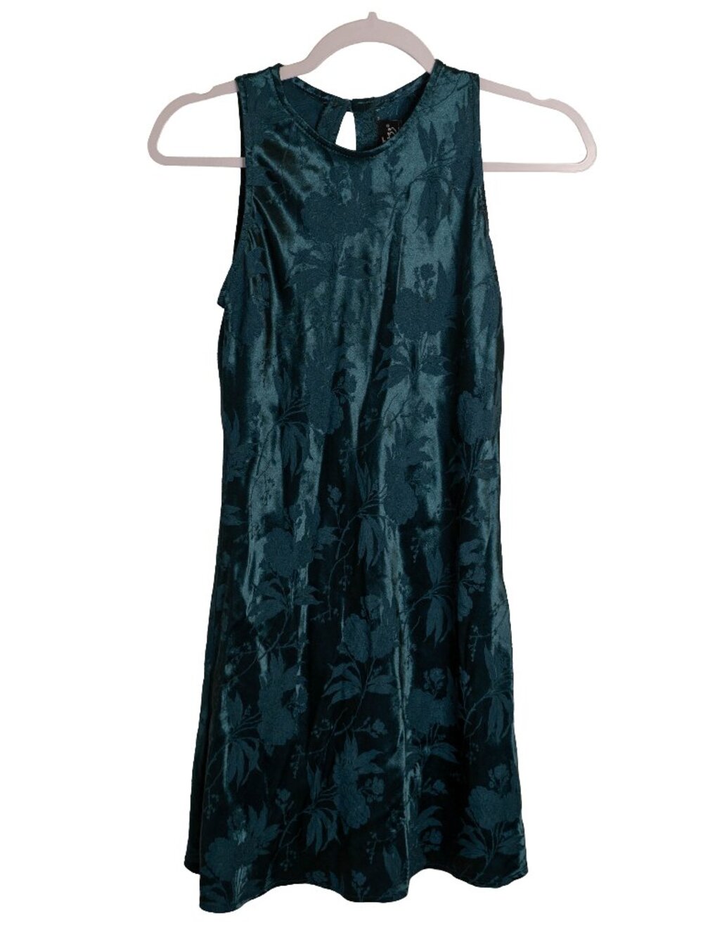 Vintage All That Jazz Teal Satin Mini Dress - XS-SM